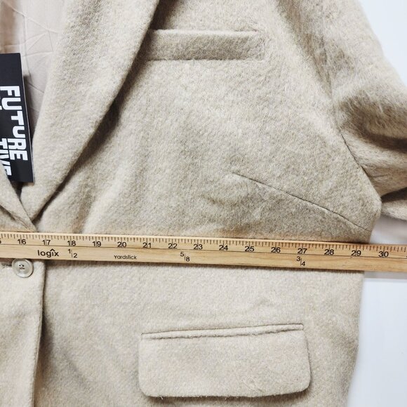 Future Collective Womens Beige Wool Blend Blazer Jacket Size 2X  Pockets  Lining - Picture 5 of 7